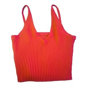 Vibrant Orange Ribbed Women's Top